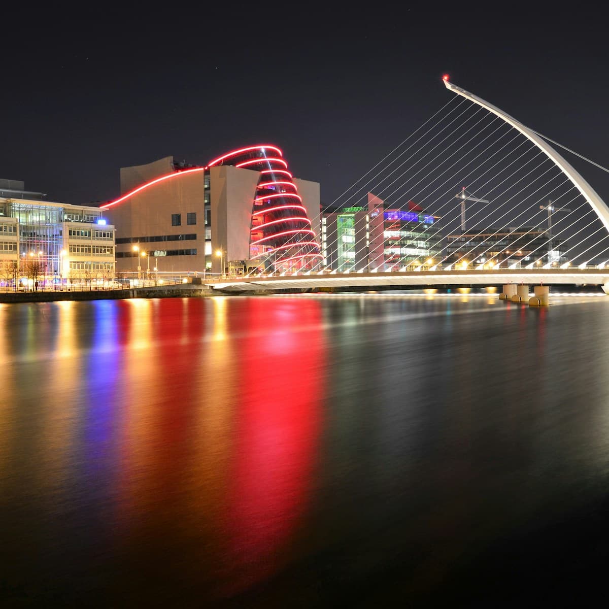 Dublin city skyline at night